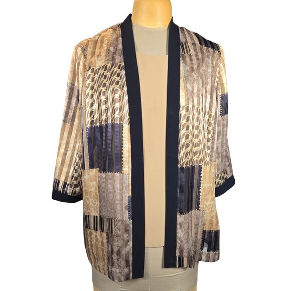 R&M Richards Womens Size 18 Twofer Blouse Patchwork Artsy Classic Glam Metallic - Picture 1 of 11